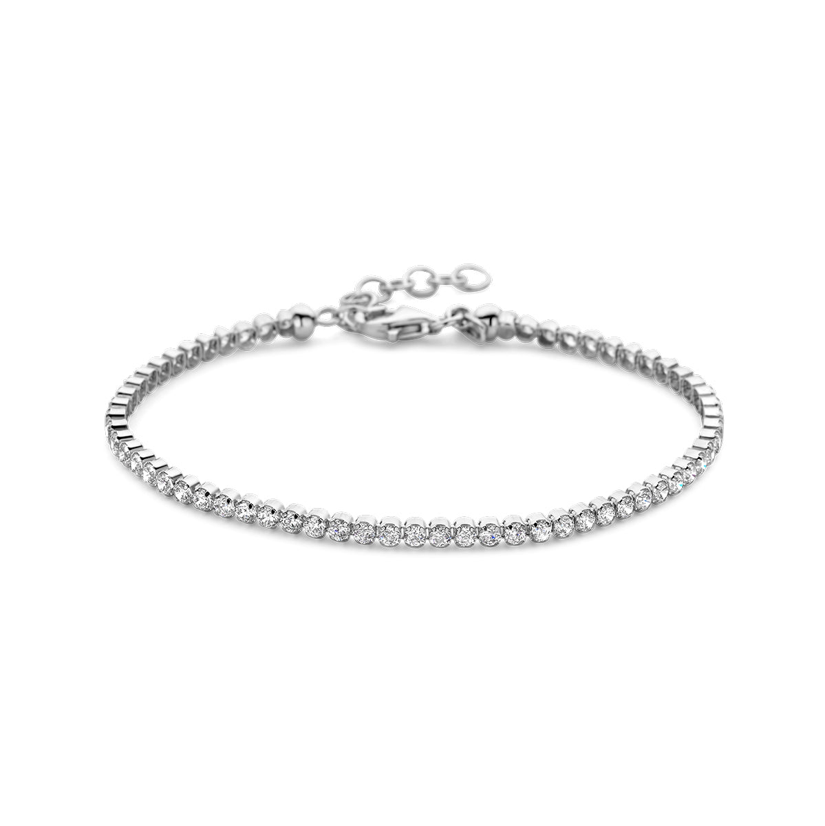 Tennisarmband zirkonia 2,5 mm 16 + 3 cm zilver gerhodineerd