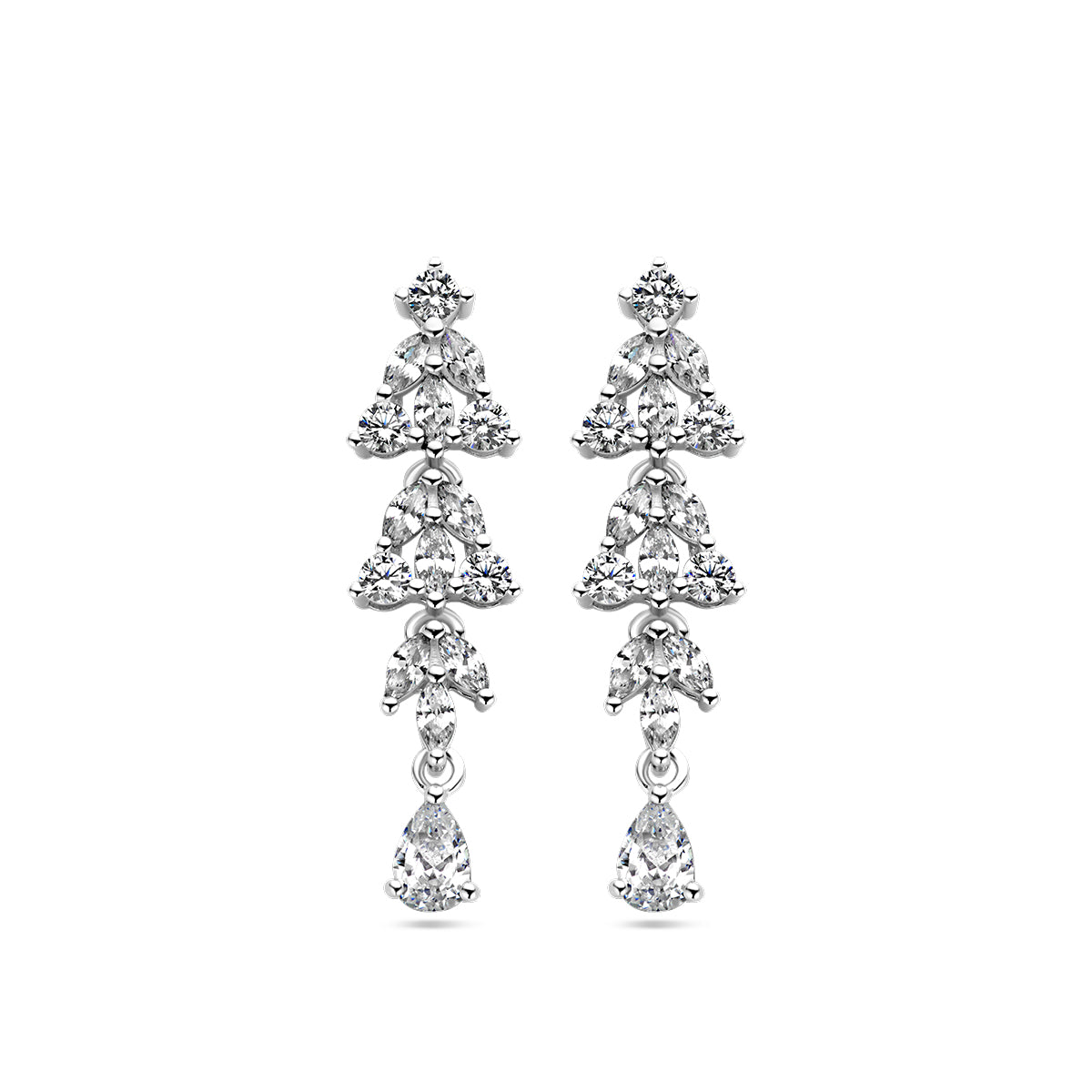 Oorhangers zirkonia zilver gerhodineerd