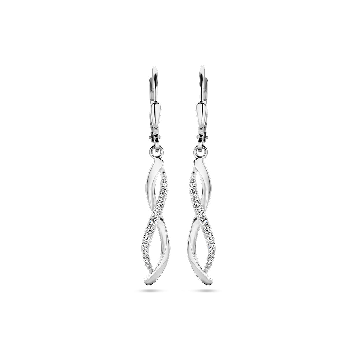 Oorhangers zirkonia brisur haak zilver gerhodineerd