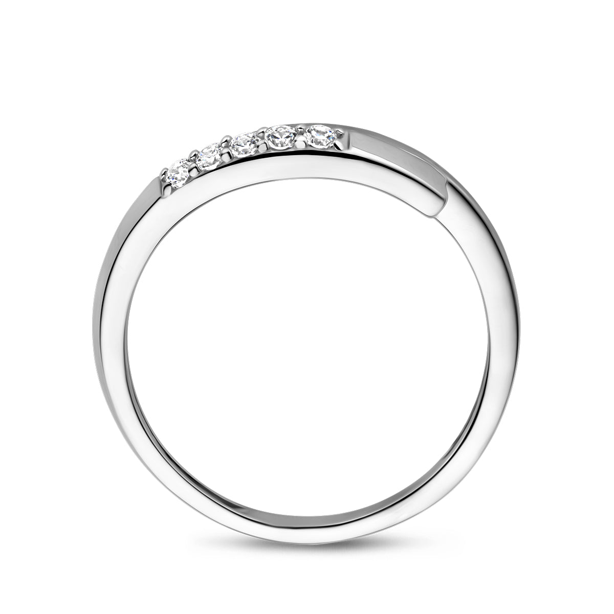 Ring zirkonia gescratcht zilver gerhodineerd