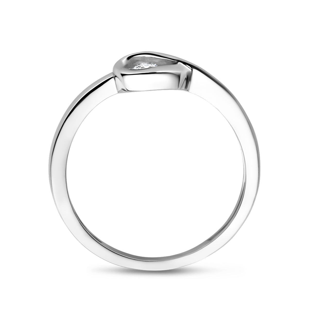 Ring zirkonia poli/mat zilver gerhodineerd