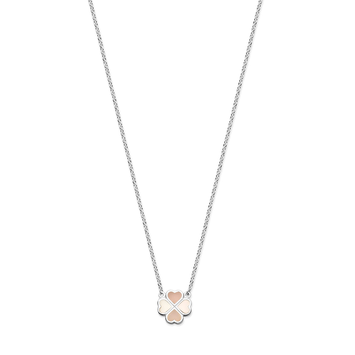 Collier klavertje parelmoer 41 + 4 cm zilver gerhodineerd