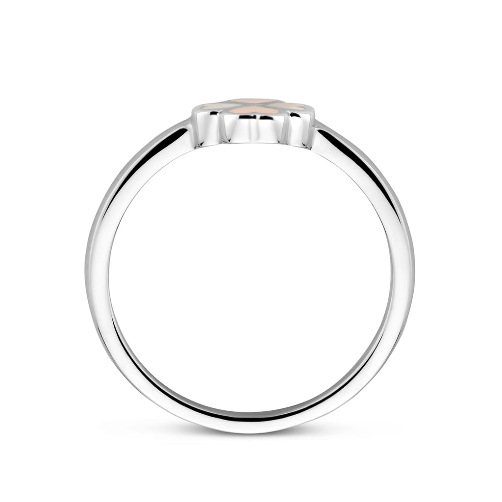 Ring klavertje parelmoer zilver gerhodineerd