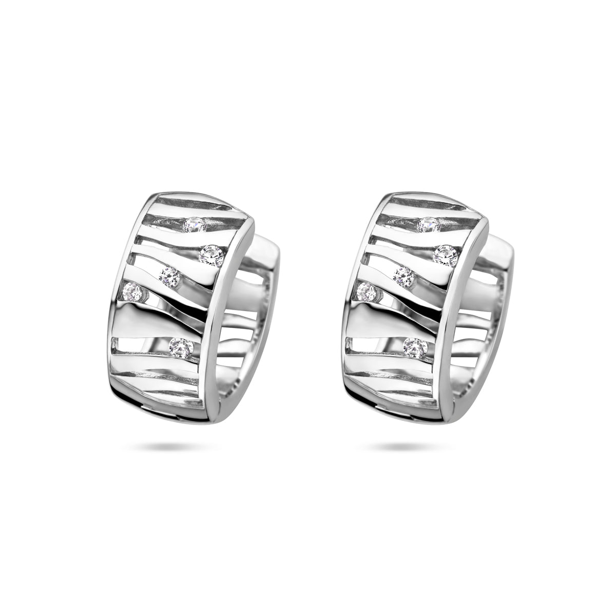 Klapoorringen zirkonia zilver gerhodineerd