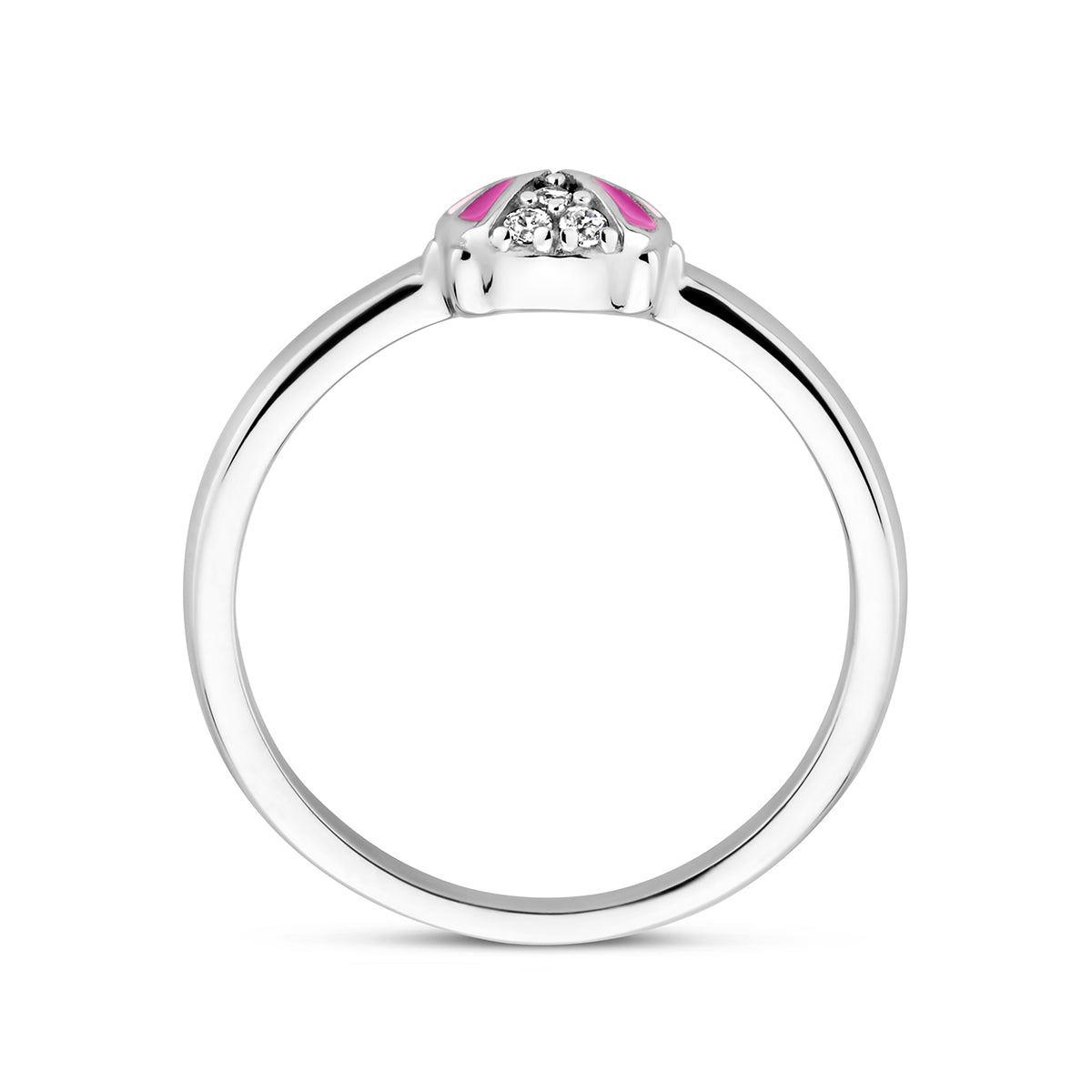 Ring lieveheersbeestje zirkonia zilver gerhodineerd