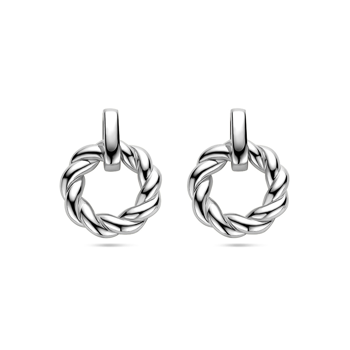 Oorhangers cirkel gedraaid zilver gerhodineerd