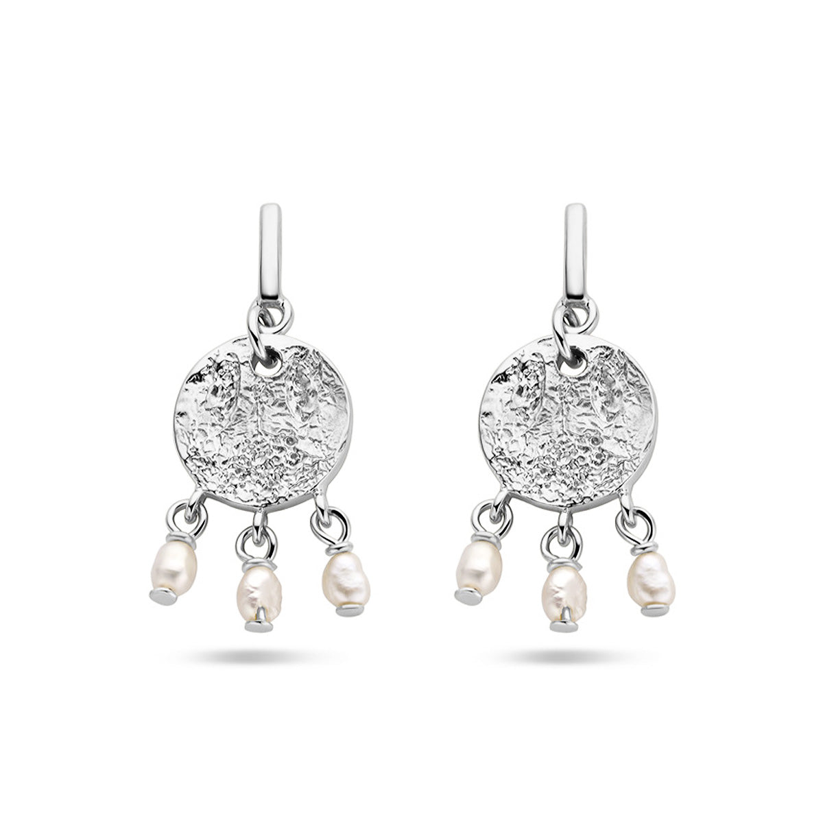 Oorhangers parel zilver gerhodineerd