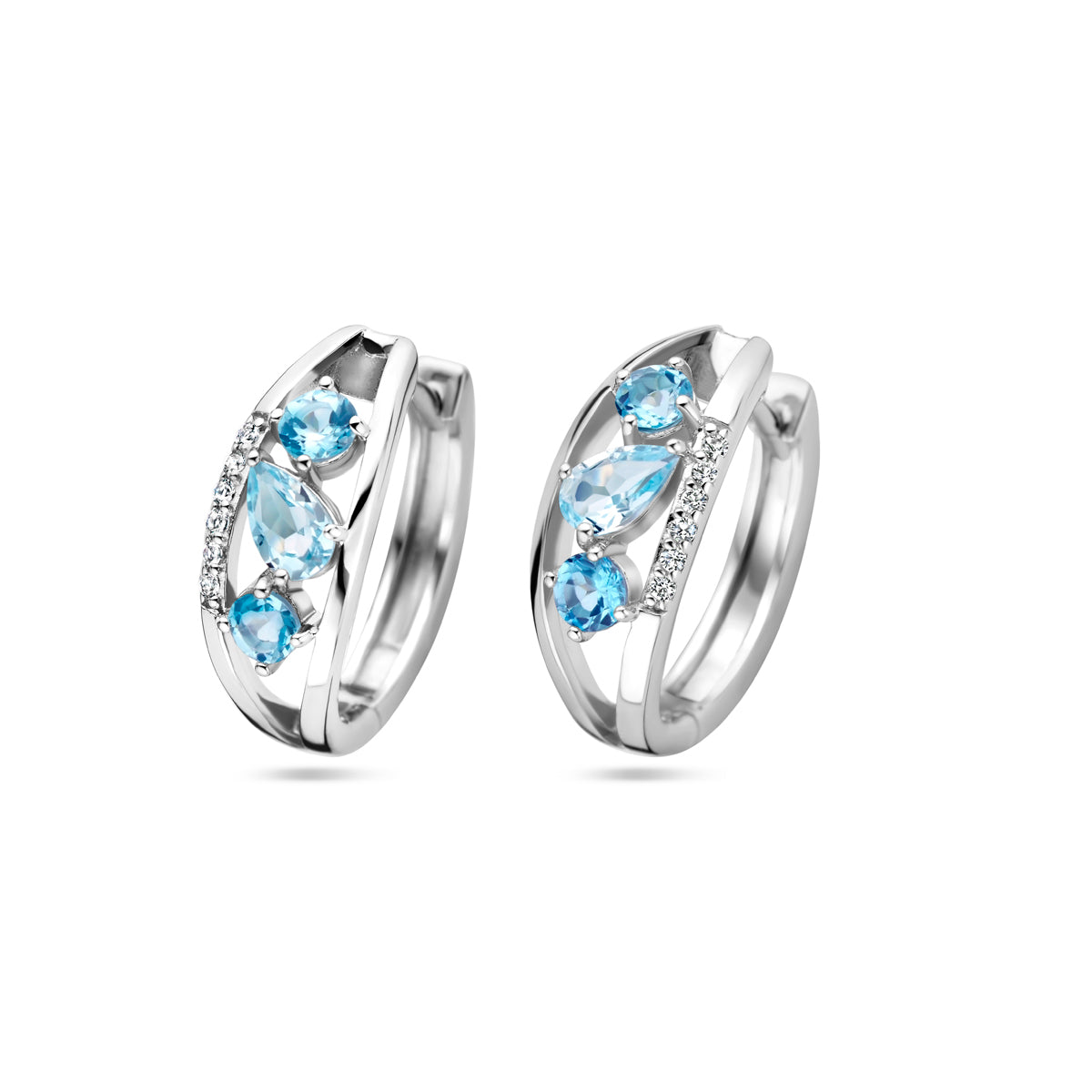 Klapoorringen topaas zilver gerhodineerd