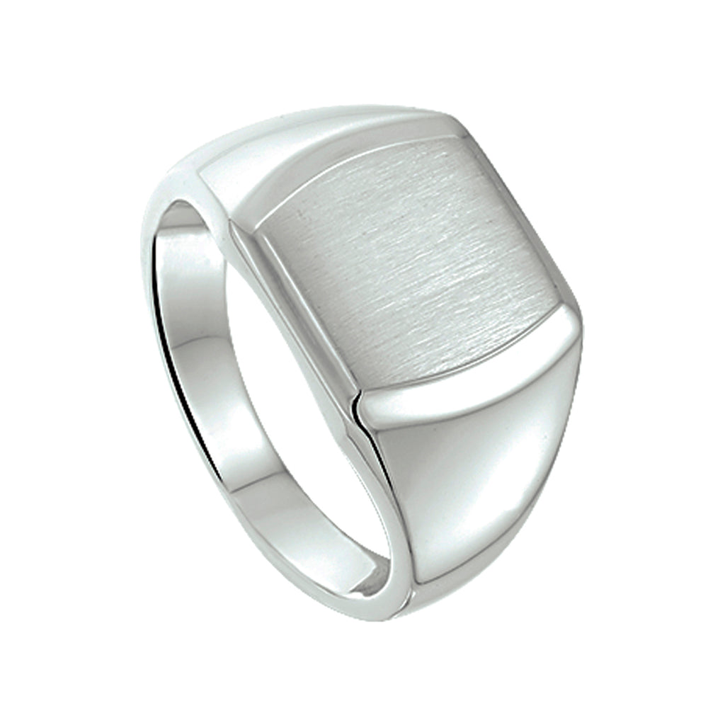 Graveerring poli/mat zilver gerhodineerd