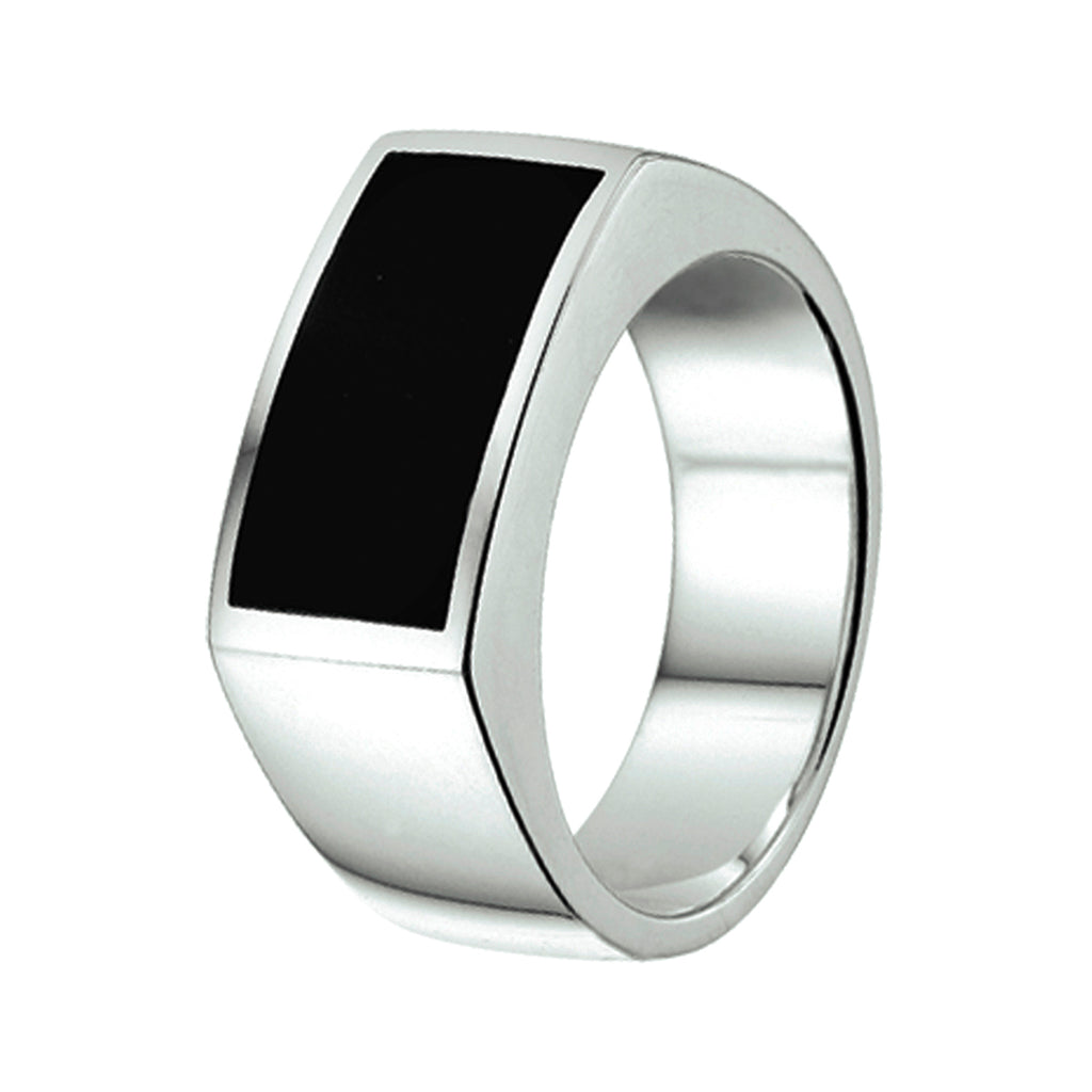 Ring onyx zilver gerhodineerd