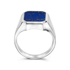Zegelring massief lapis 13 x 11mm zilver gerhodineerd