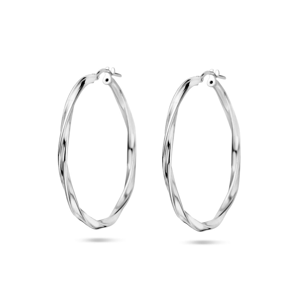 Oorringen gedraaid 2,0 mm zilver gerhodineerd