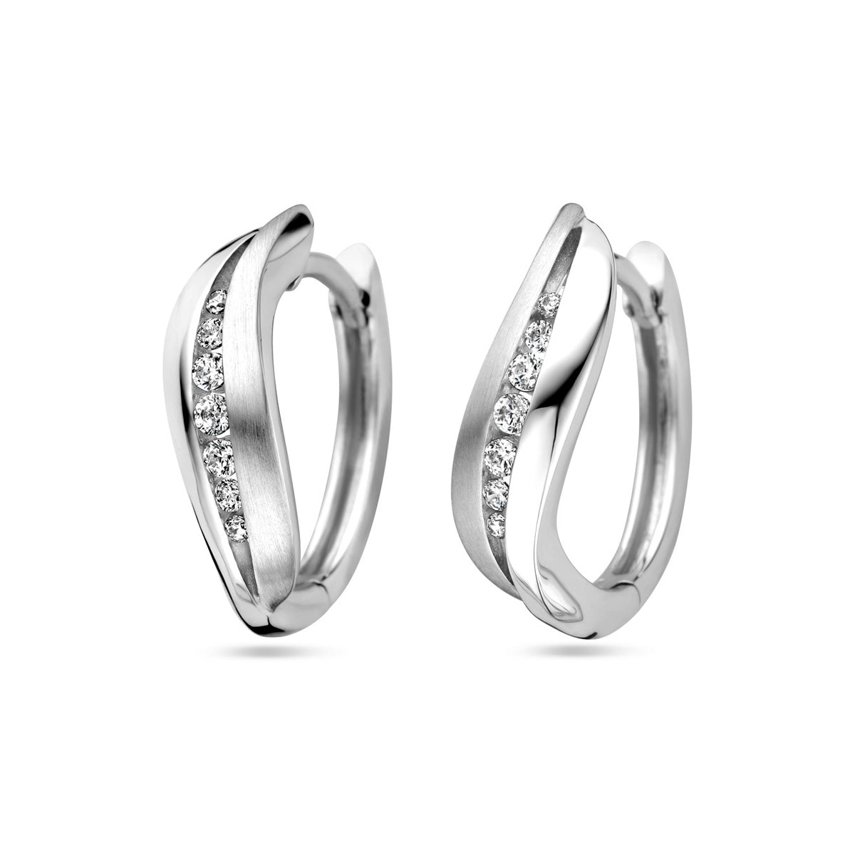 Klapoorringen zirkonia zilver gerhodineerd