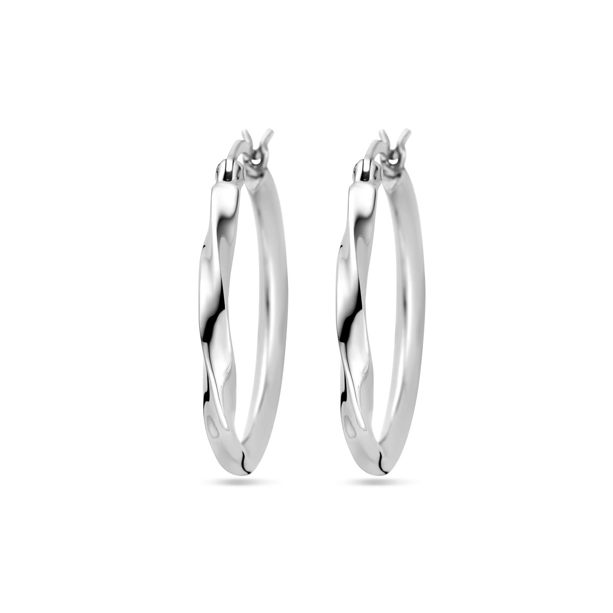 Oorringen gedraaid zilver gerhodineerd