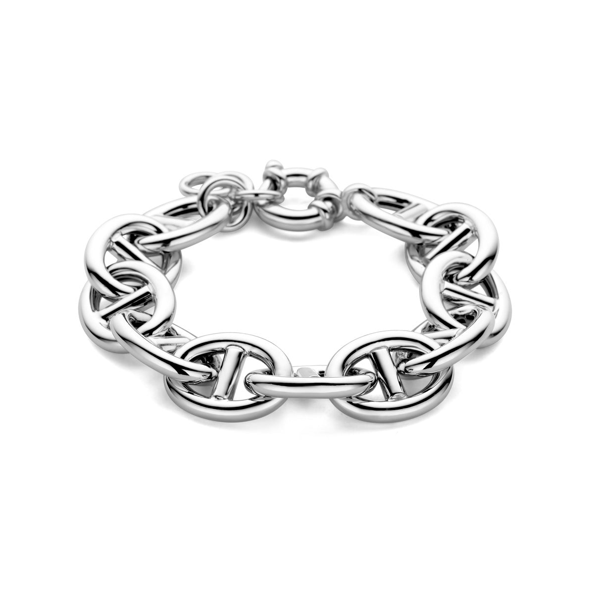 Armband marine 18 mm 20 + 2,5 cm met groot springslot zilver gerhodineerd