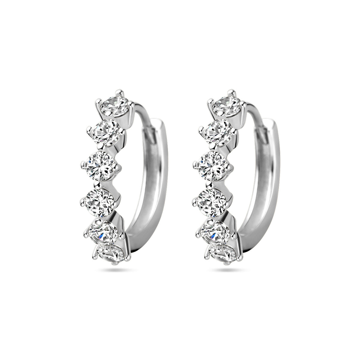 Klapoorringen zirkonia zilver gerhodineerd