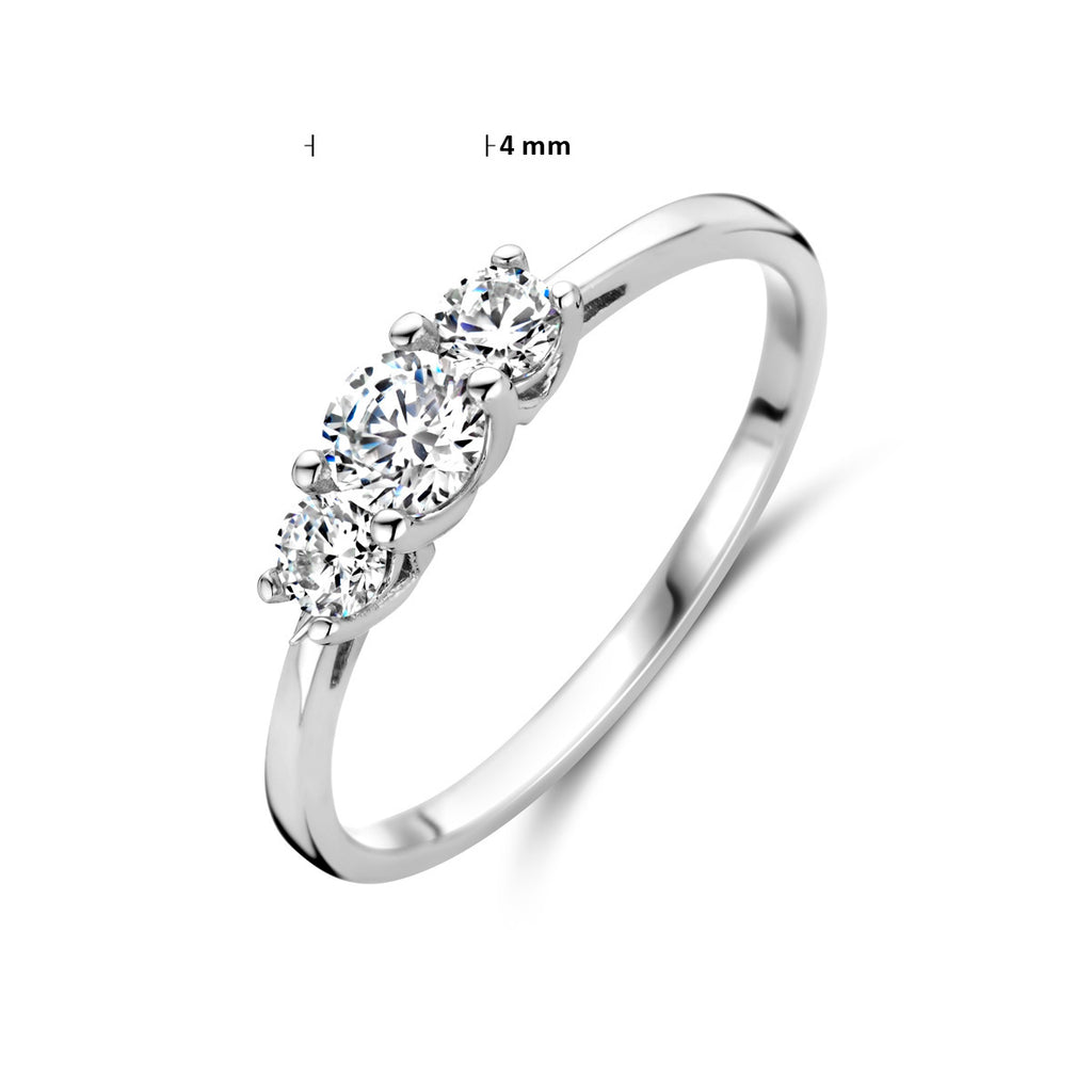 Ring trilogie zirkonia zilver gerhodineerd