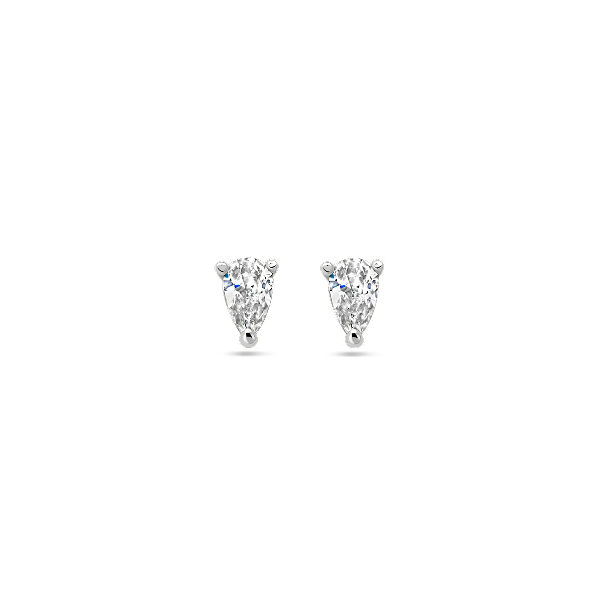 Oorknoppen zirkonia zilver gerhodineerd