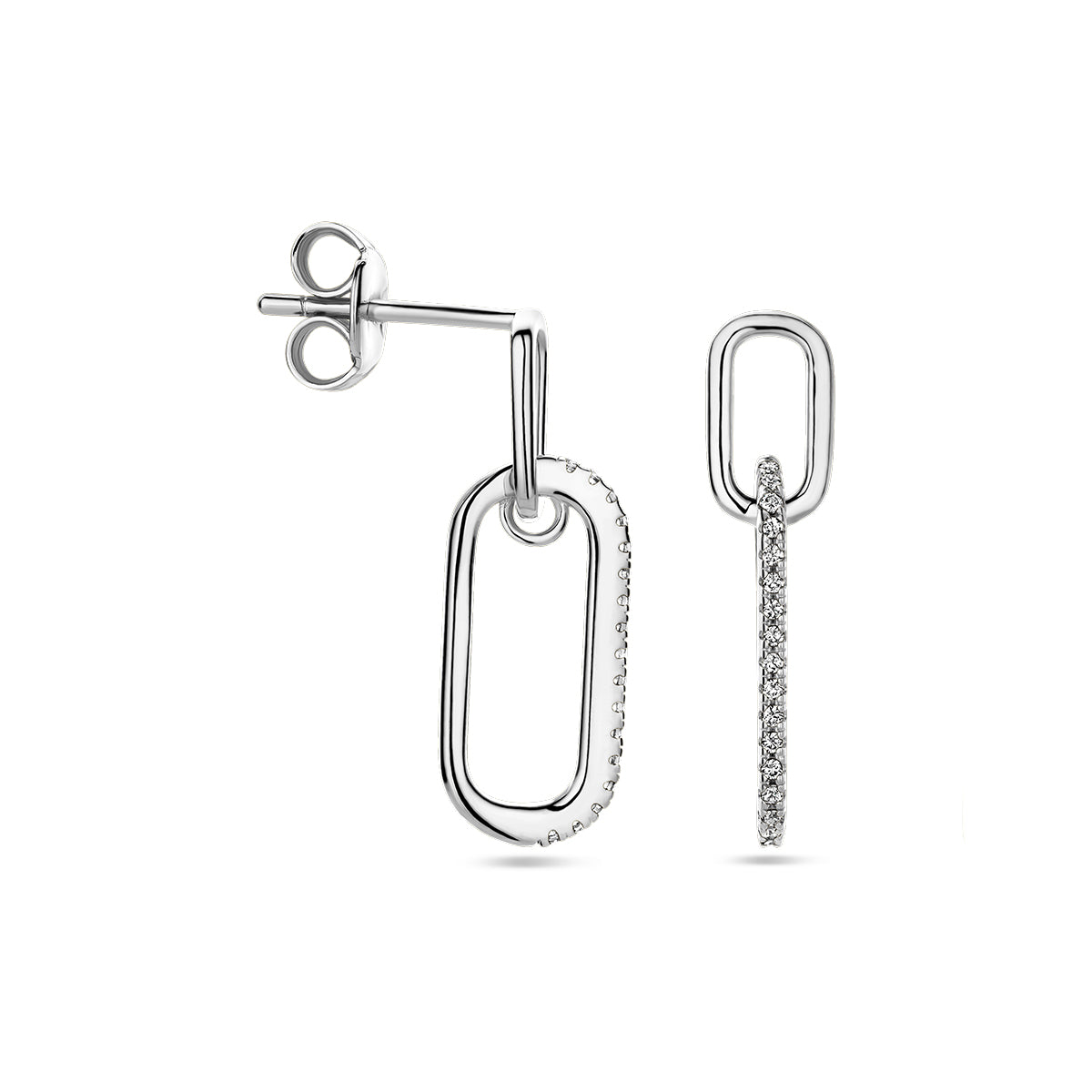 Oorhangers zirkonia zilver gerhodineerd
