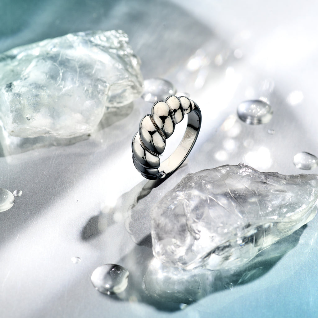 Ring gedraaid zilver gerhodineerd