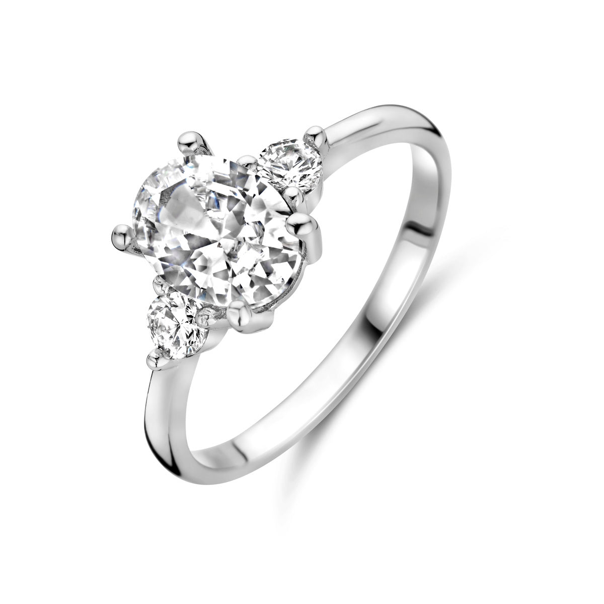 Ring trilogie zirkonia zilver gerhodineerd