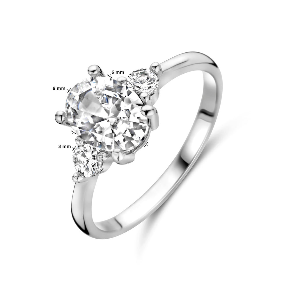 Ring trilogie zirkonia zilver gerhodineerd
