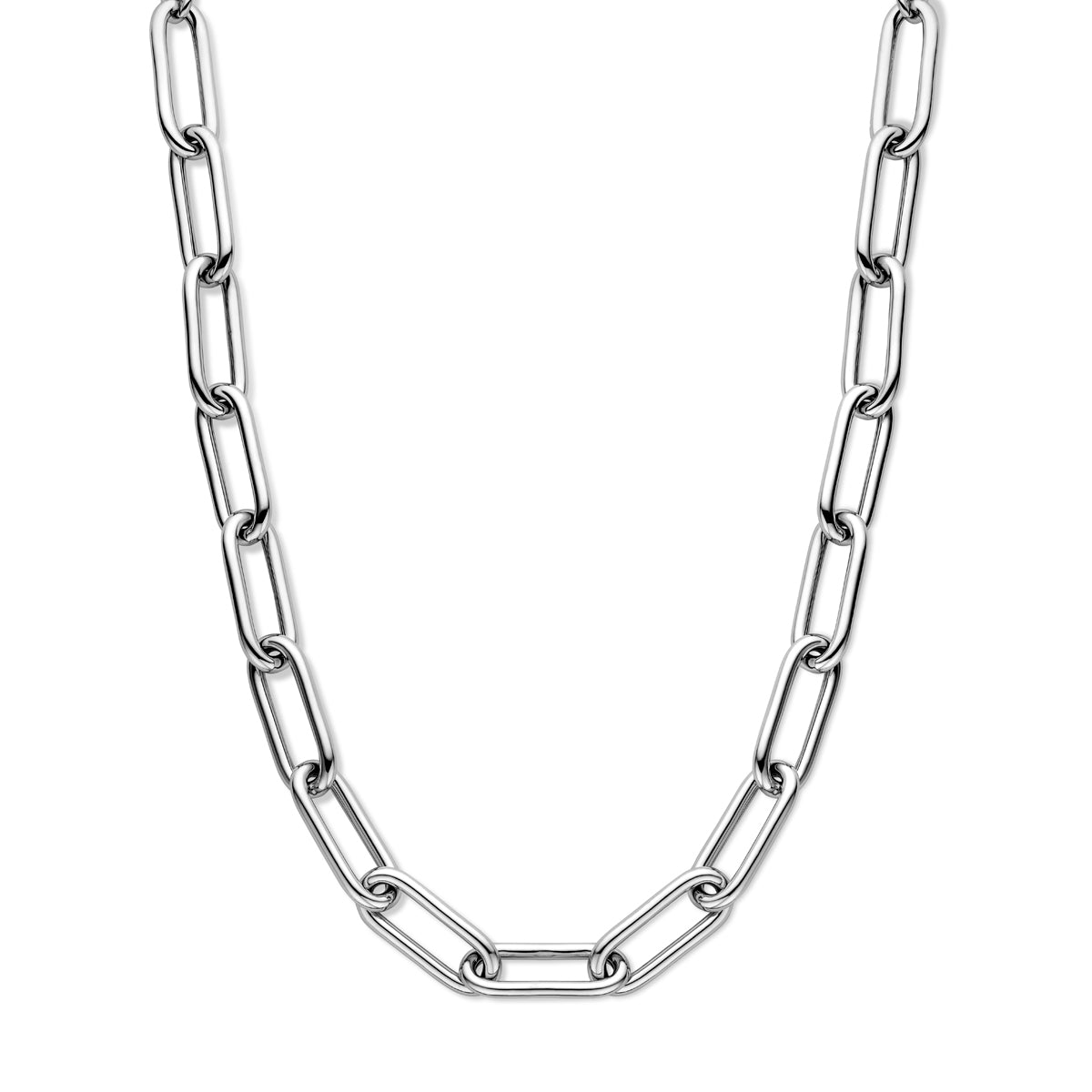 Collier paperclip ronde buis 11,5 mm 43 + 3,5 cm zilver gerhodineerd