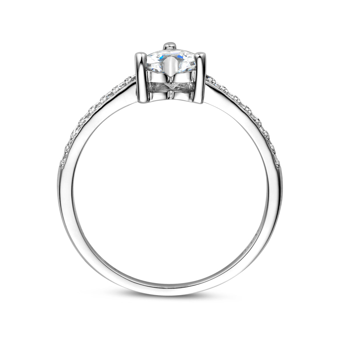 Ring hart zirkonia zilver gerhodineerd
