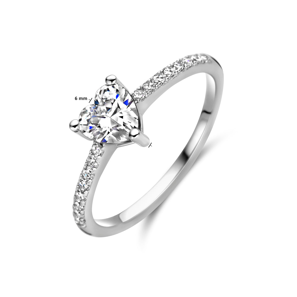 Ring hart zirkonia zilver gerhodineerd
