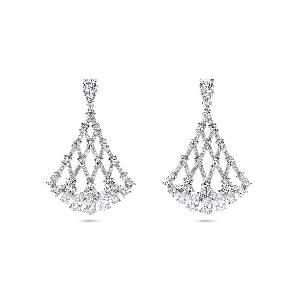 Oorhangers zirkonia zilver gerhodineerd