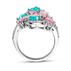 Ring meerdere kleuren zirkonia zilver gerhodineerd