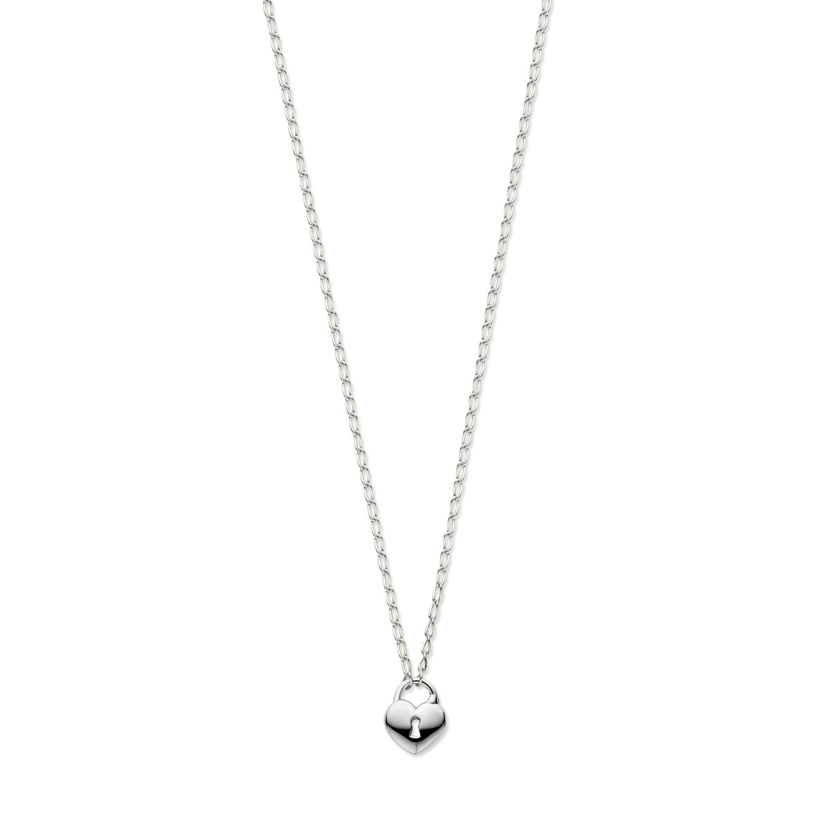 Collier hart en slot 41 + 4 cm zilver gerhodineerd