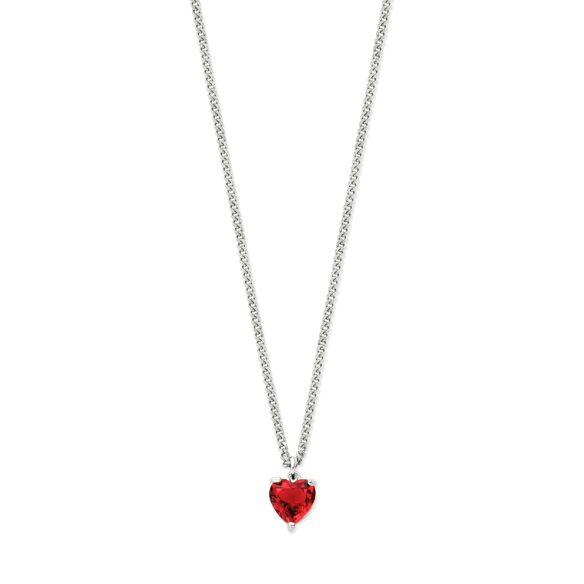Collier hart rood zirkonia 45 + 5 cm zilver gerhodineerd