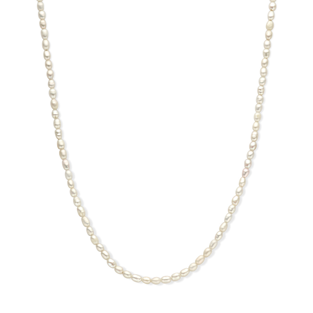 Collier parel 3,8 mm 50 + 5 cm zilver gerhodineerd