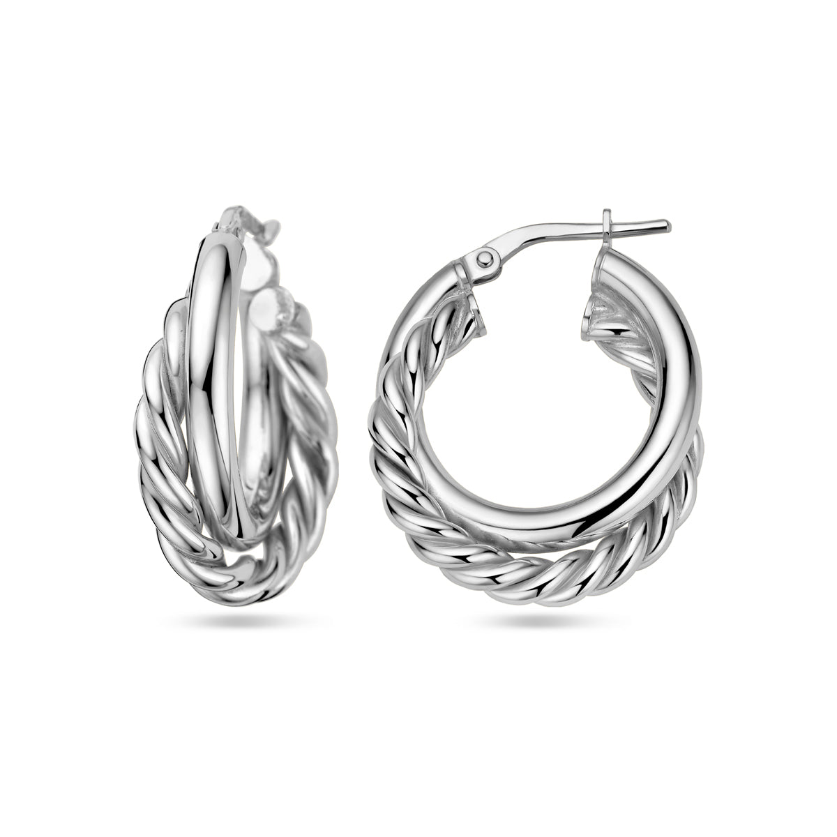 Oorringen gedraaid zilver gerhodineerd