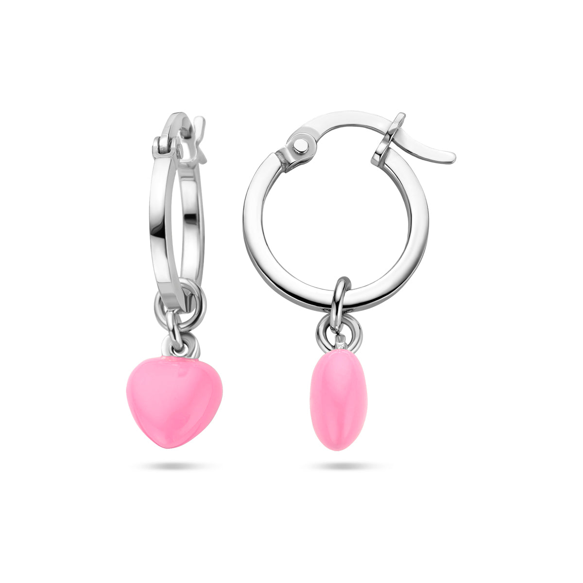 Oorringen hart emaille zilver gerhodineerd