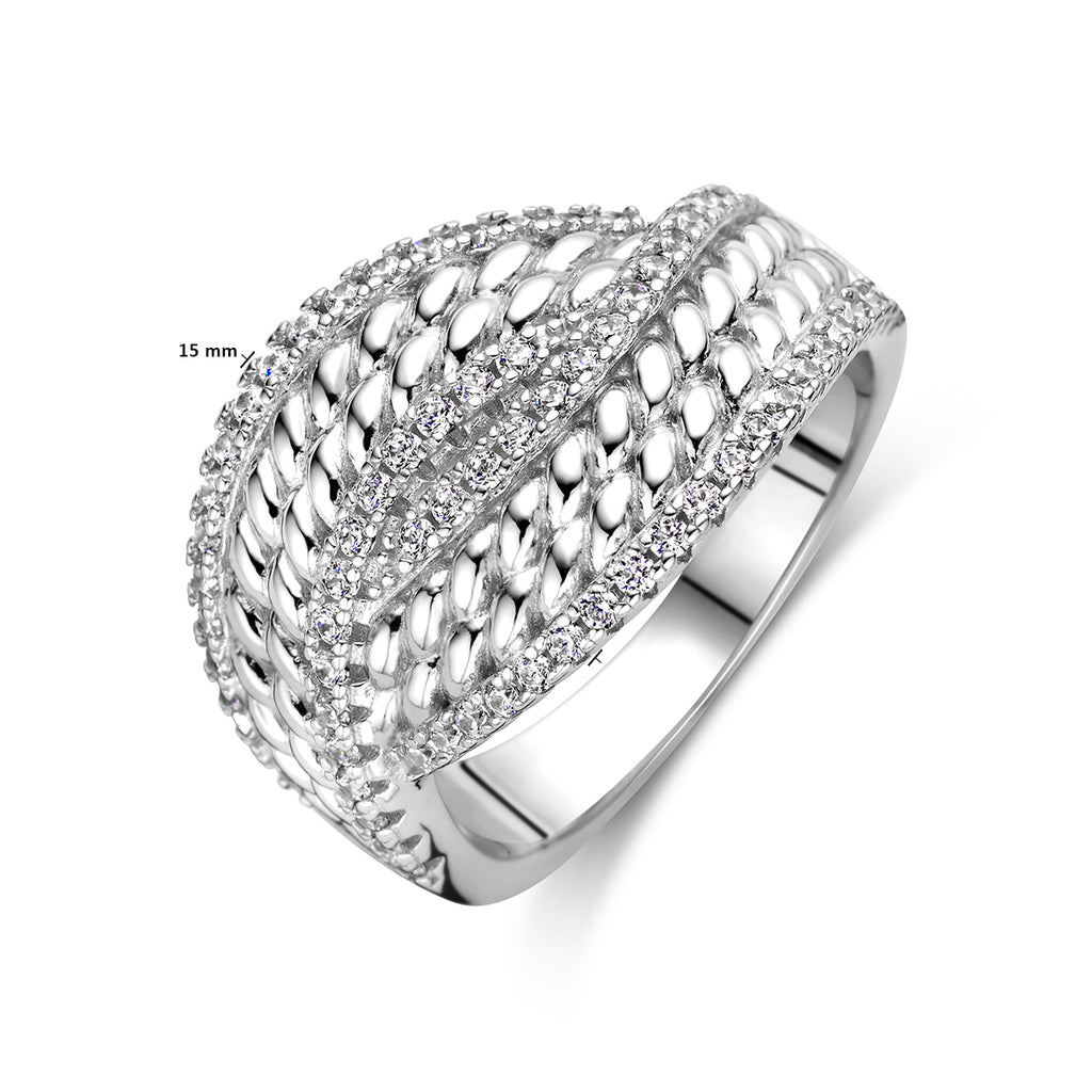 Ring zirkonia zilver gerhodineerd