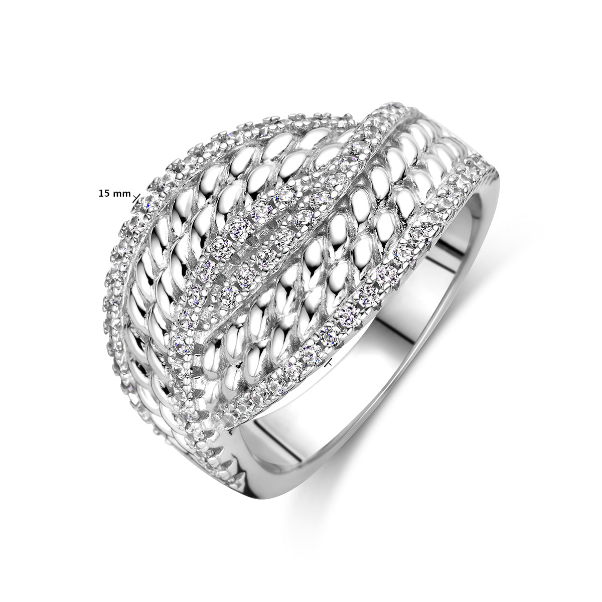 Ring zirkonia zilver gerhodineerd