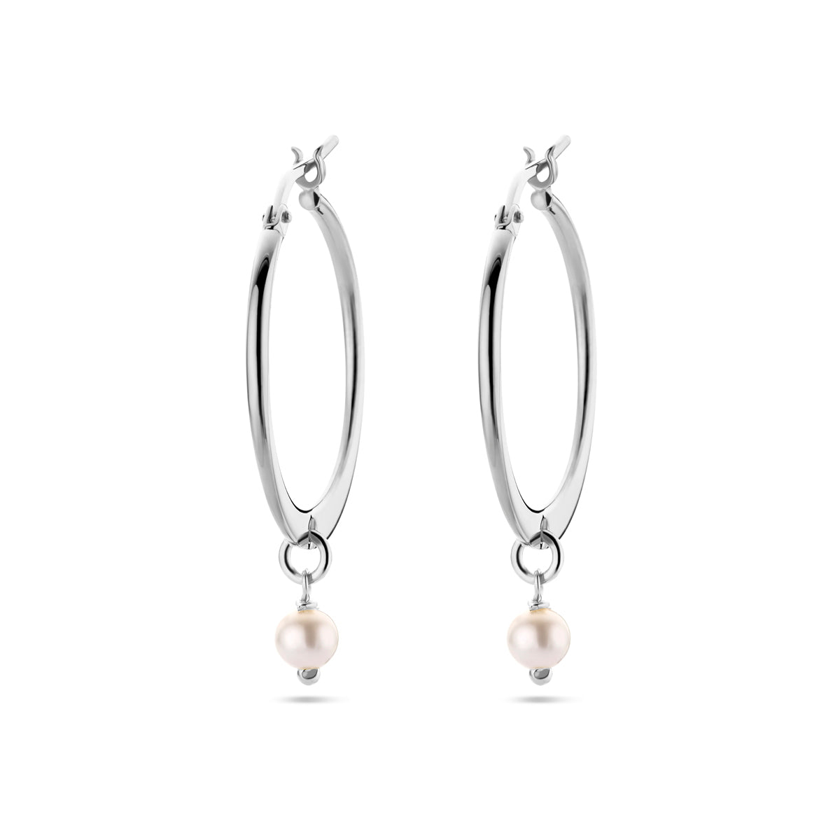 Oorhangers synth. parel zilver gerhodineerd