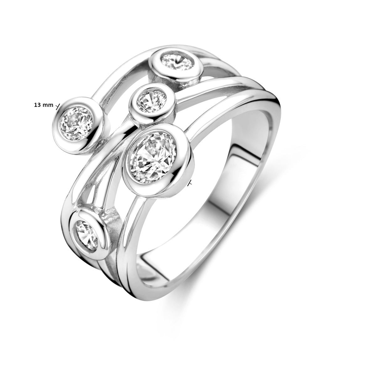 Ring zirkonia zilver gerhodineerd