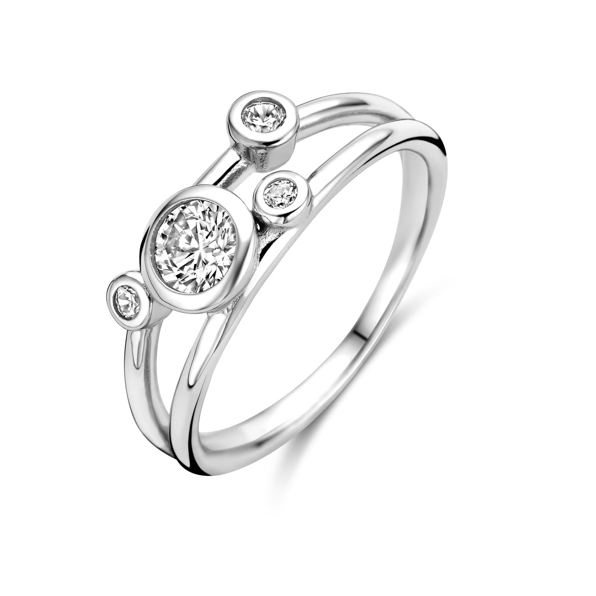 Ring zirkonia zilver gerhodineerd