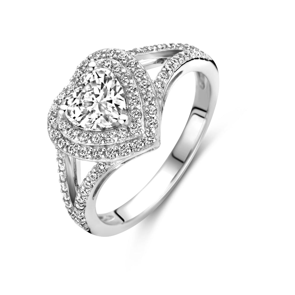 Ring hart zirkonia zilver gerhodineerd