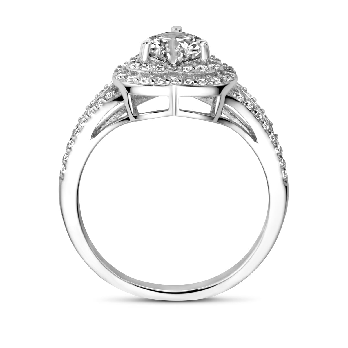 Ring hart zirkonia zilver gerhodineerd