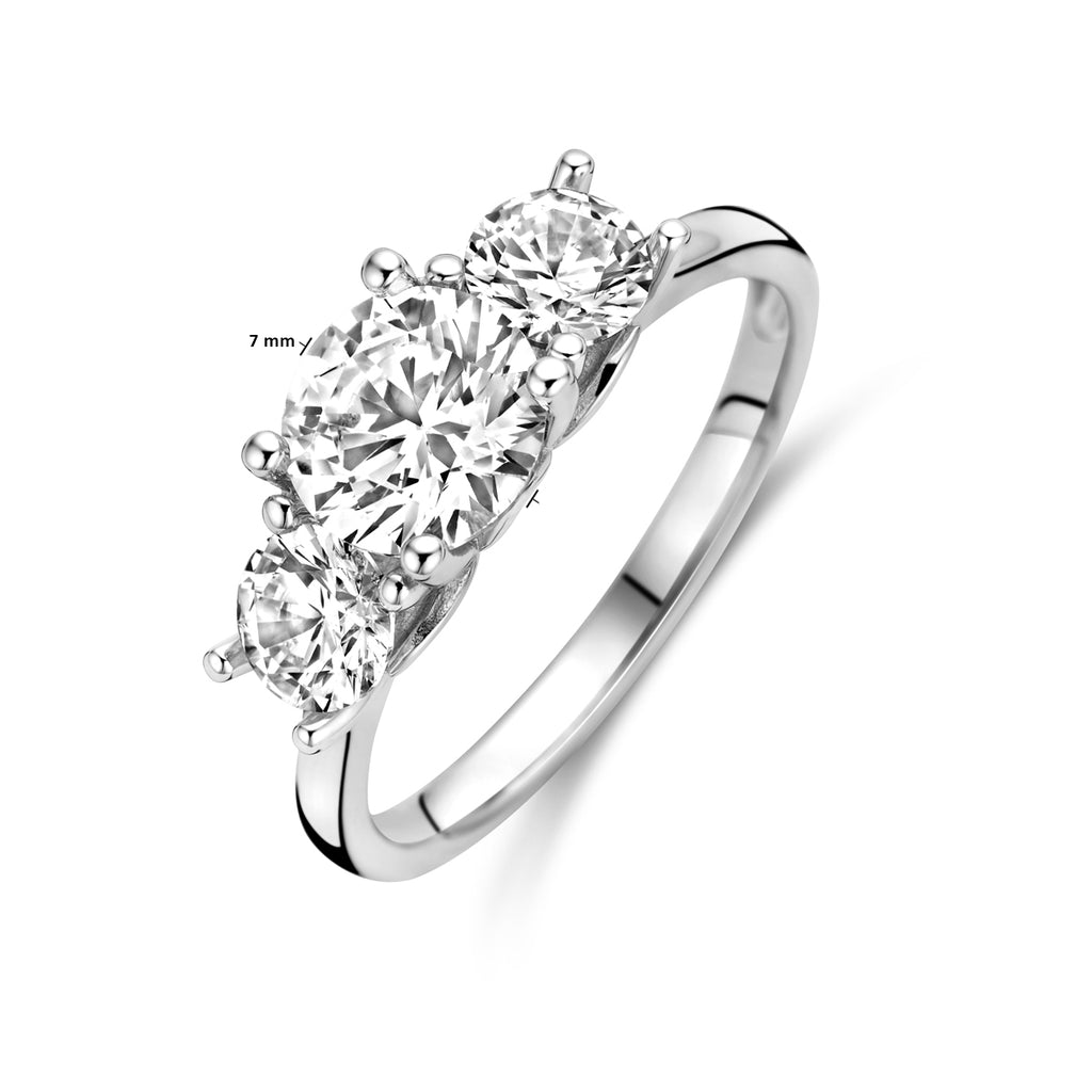 Ring zirkonia zilver gerhodineerd
