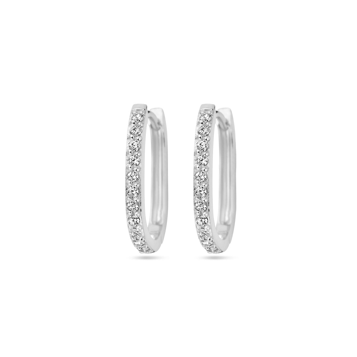 Klapoorringen zirkonia zilver gerhodineerd