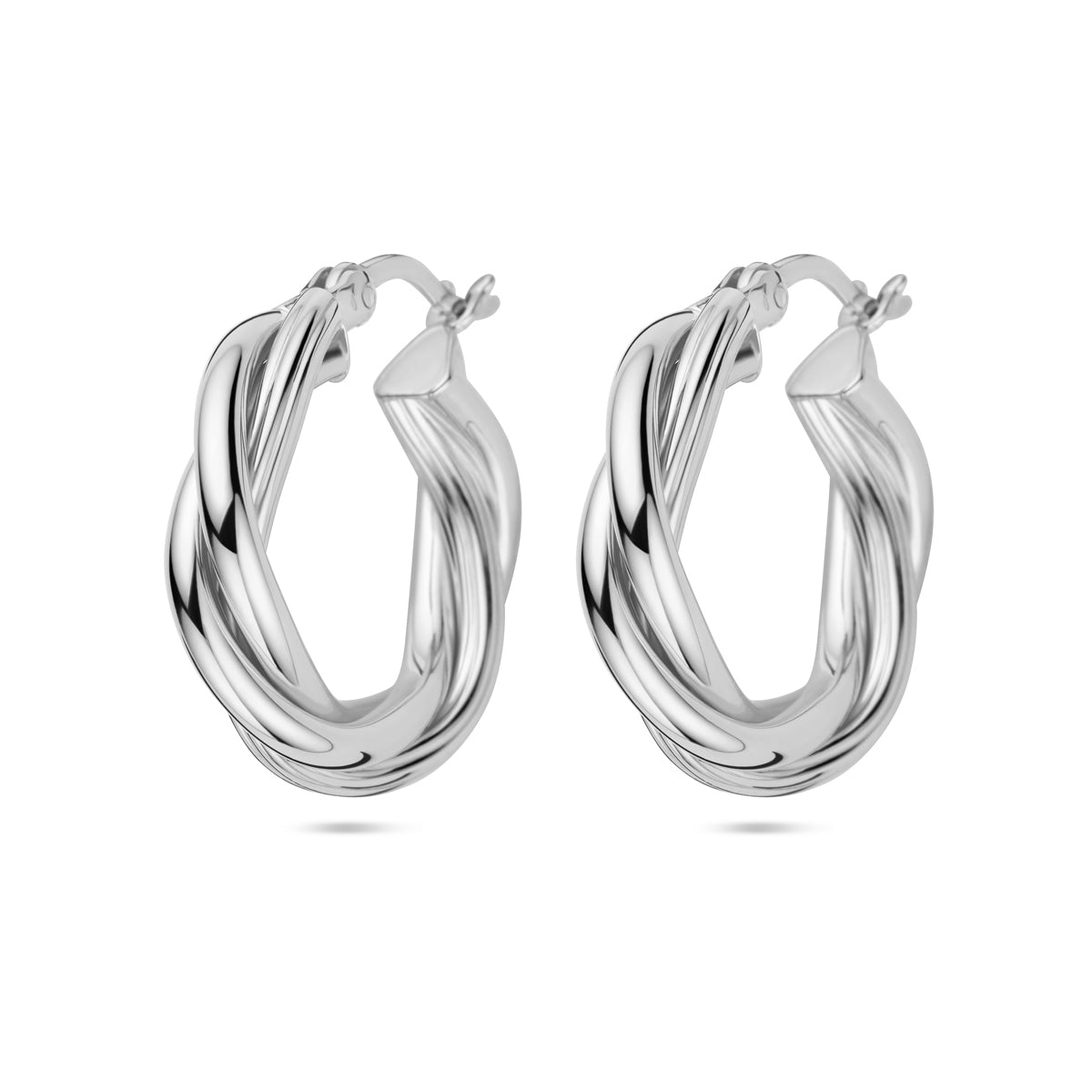 Oorringen gedraaid zilver gerhodineerd