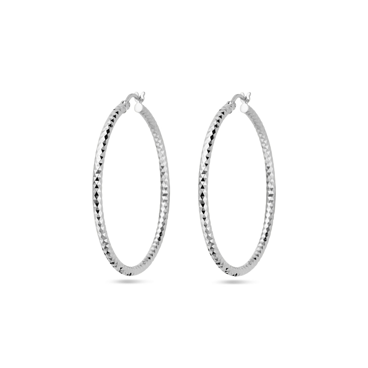 Oorringen 2,5 mm ronde buis gediamanteerd zilver gerhodineerd