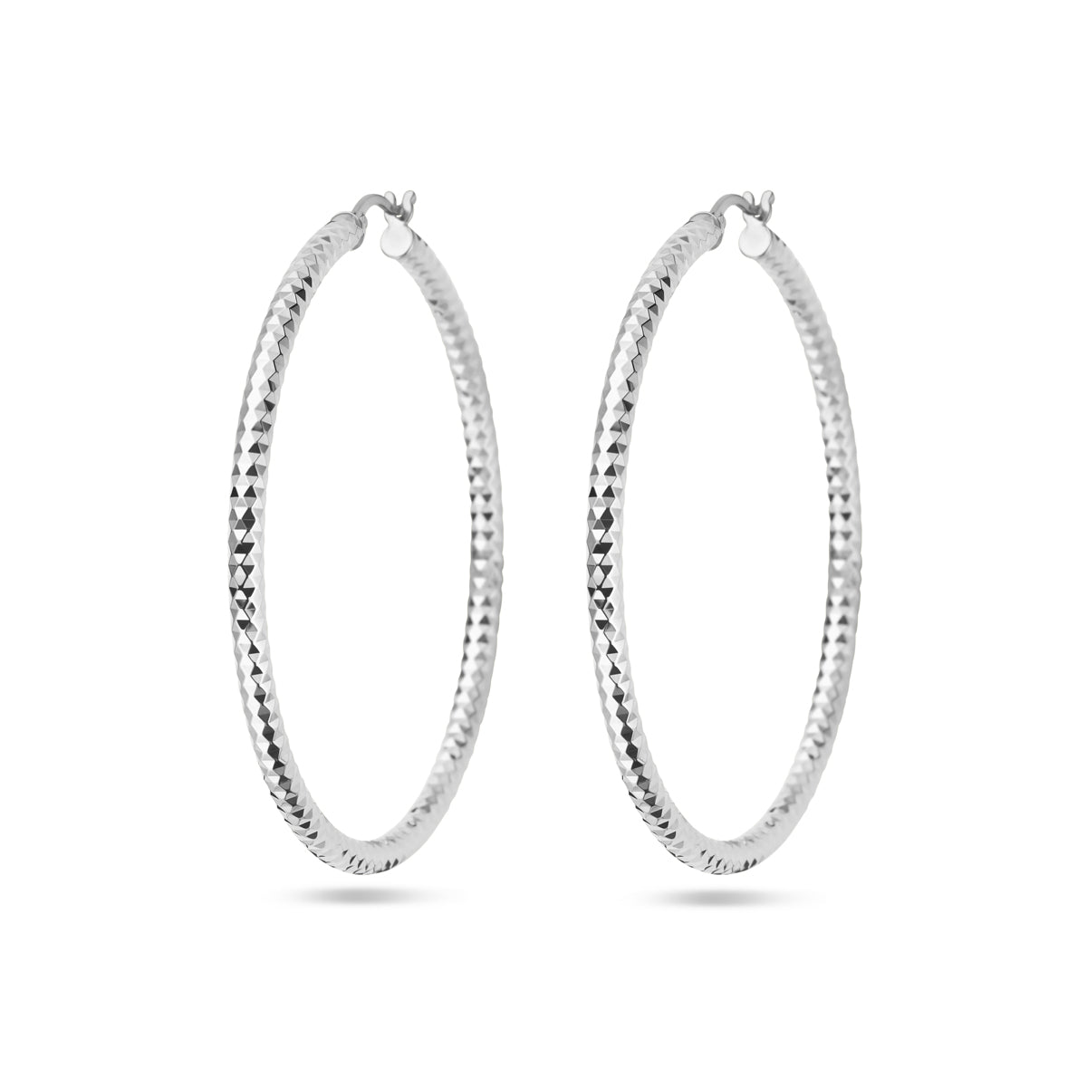 Oorringen 3,0 mm ronde buis gediamanteerd zilver gerhodineerd