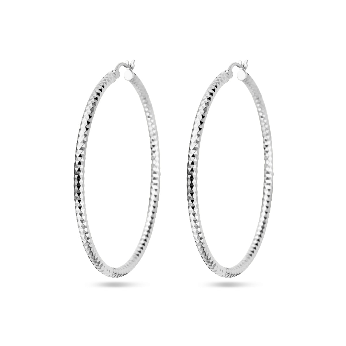 Oorringen 2,8 mm ronde buis gediamanteerd zilver gerhodineerd