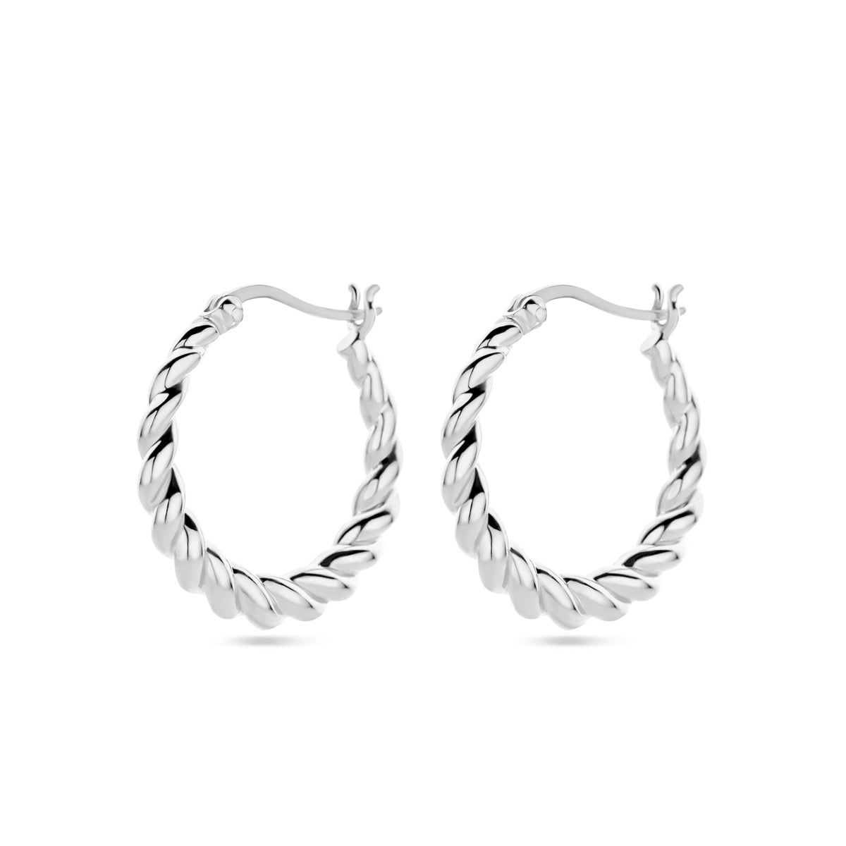 Oorringen gedraaid zilver gerhodineerd